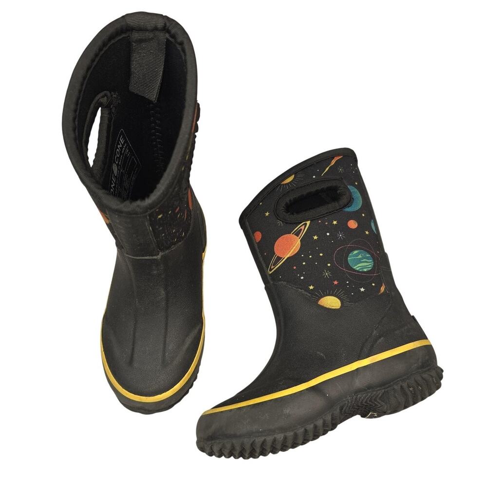 Lone Cone Boots Kids Size 7 Black MudBoot Space Planets Waterproof Winter Snow